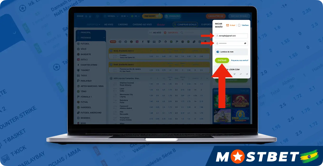 Mostbet-də idmana mərc etməyə başlamaq üçün hesabınıza daxil olmalısınız